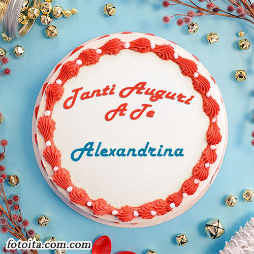 Buon compleanno Alexandrina nome sulla torta Immagine