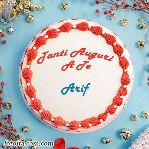 Buon compleanno Arif nome sulla torta Immagine