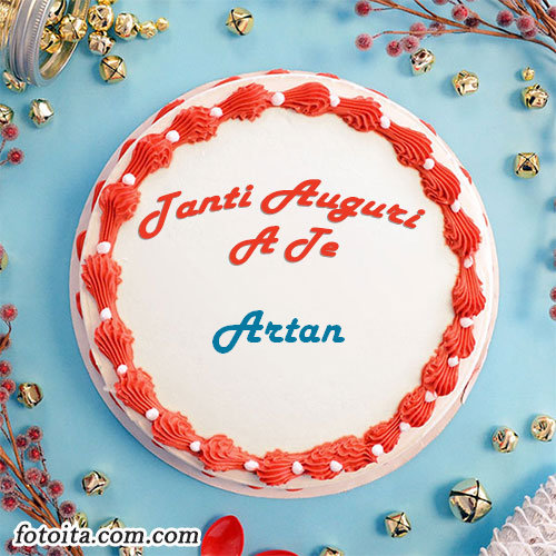 Buon compleanno Artan nome sulla torta Immagine
