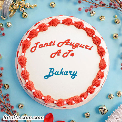 Buon compleanno Bakary nome sulla torta Immagine