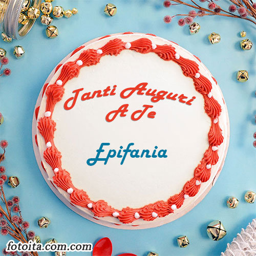 Buon compleanno Epifania nome sulla torta Immagine