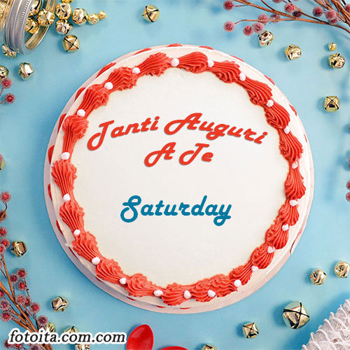 Buon compleanno Saturday nome sulla torta Immagine