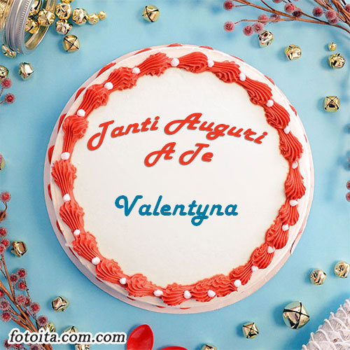 Buon compleanno Valentyna nome sulla torta Immagine